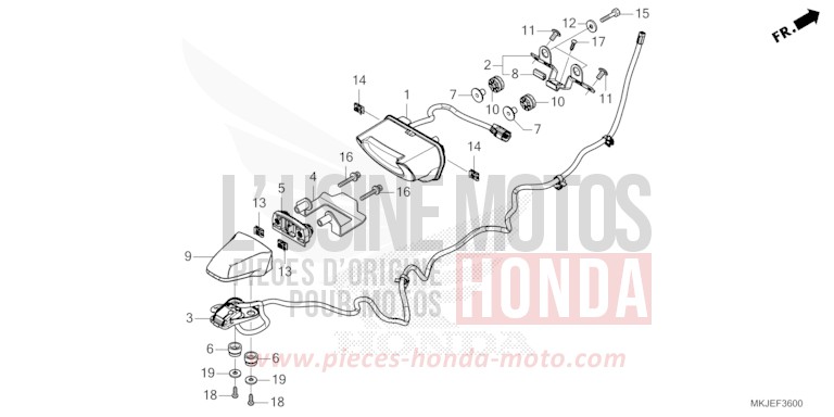 HECKLEUCHTE/KENNZEICHENBELEUCHTUNG von CB1000R BORDEAUX RED METALLIC (R337) von 2023