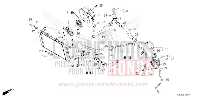 KUEHLER von CB1000R BORDEAUX RED METALLIC (R337) von 2023