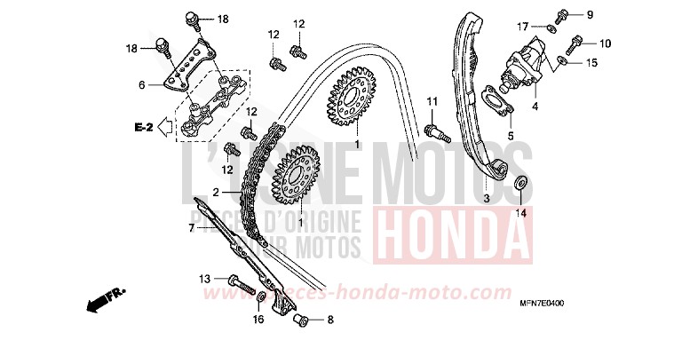 CHAINE A CAMES/TENDEUR von CB1000R PEARL COOL WHITE (NHA16) von 2011