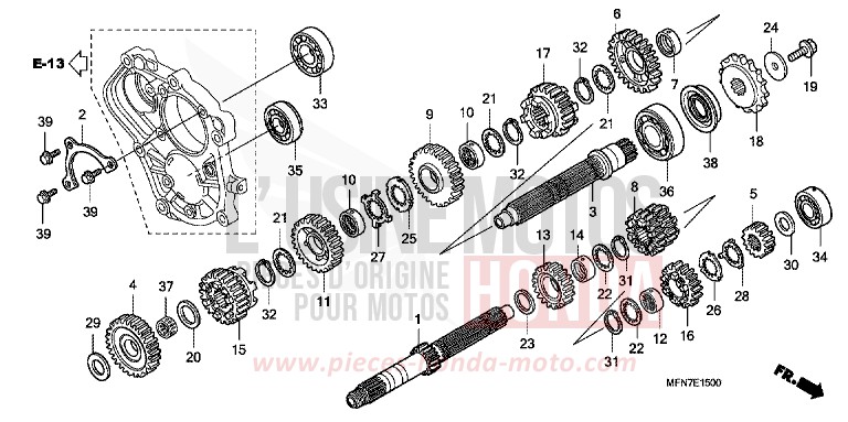 BOITE DE VITESSES von CB1000R PEARL COOL WHITE (NHA16) von 2011