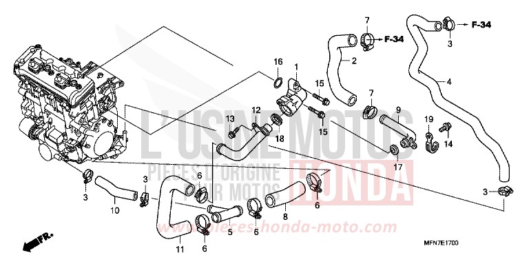 TUYAU D'EAU von CB1000R PEARL COOL WHITE (NHA16) von 2011