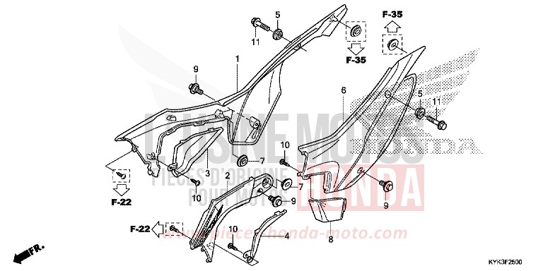 SEITENABDECKUNG (CRF110FD/E/H/J) von CRF110F EXTREME RED (R292) von 2013