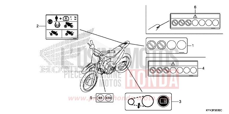 WARNETIKETT (ED,U) von CRF110F EXTREME RED (R292) von 2013
