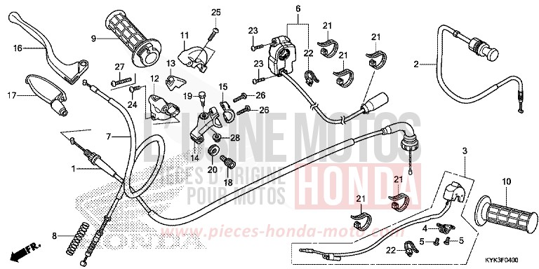 HEBELGRIFF/SCHALTER/KABEL (CRF110FD/E/H/J) von CRF110F EXTREME RED (R292) von 2014