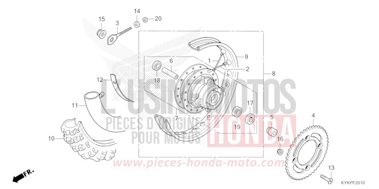 HINTERRAD von CRF110F EXTREME RED (R292) von 2023