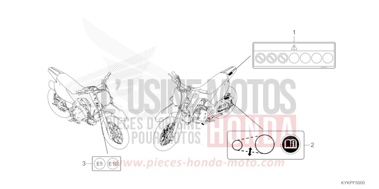 WARNETIKETT von CRF110F EXTREME RED (R292) von 2023