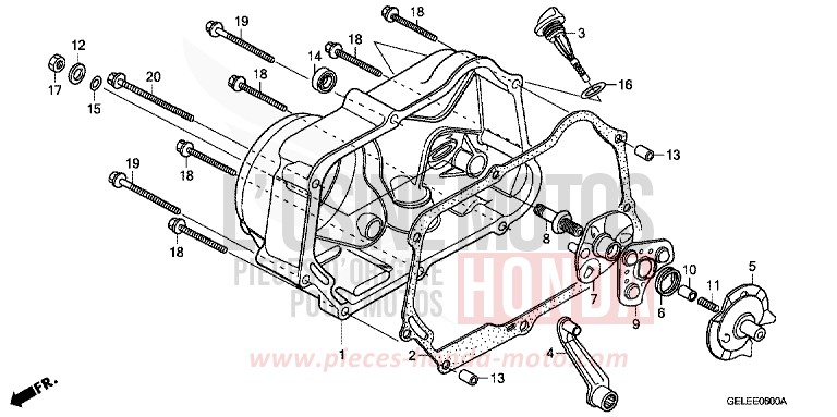 KURBELGEHAEUSEABDECKUNG von CRF50F EXTREME RED (R292) von 2005