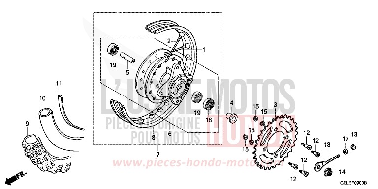 HINTERRAD von CRF50F EXTREME RED (R292) von 2008