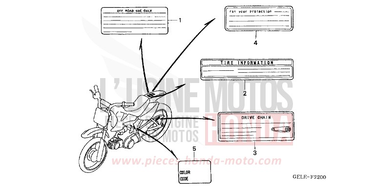 WARNETIKETT (CRF50F4-9) von CRF50F EXTREME RED (R292) von 2009