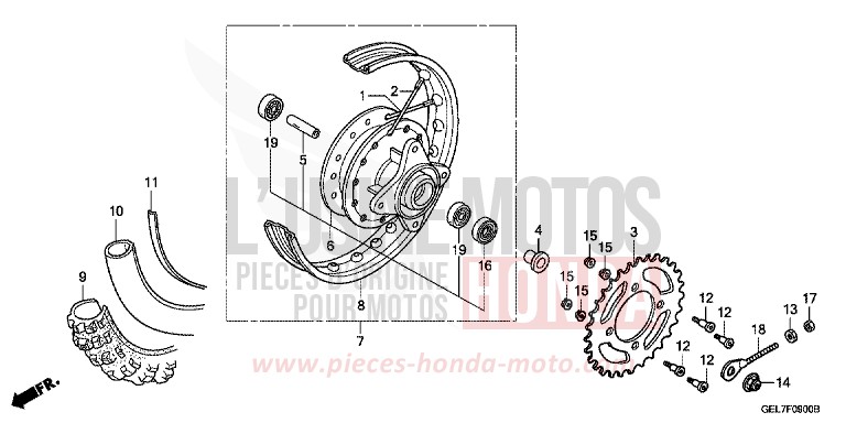 HINTERRAD von CRF50F EXTREME RED (R292) von 2012