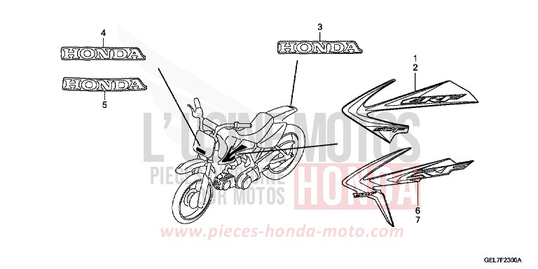 MARKE/STREIFEN von CRF50F EXTREME RED (R292) von 2012