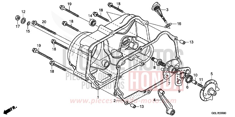 KURBELGEHAEUSEABDECKUNG von CRF50F EXTREME RED (R292) von 2013