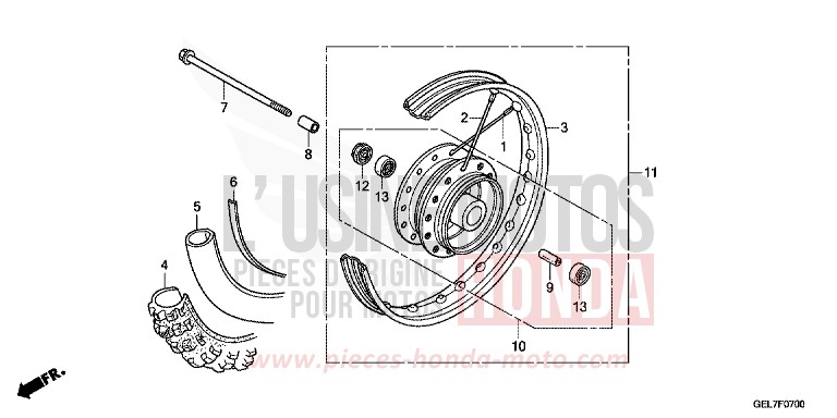 VORDERRAD von CRF50F EXTREME RED (R292) von 2014