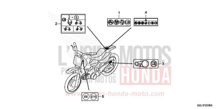 WARNETIKETT von CRF50F EXTREME RED (R292) von 2014