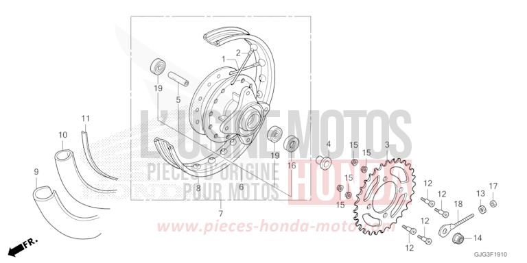 HINTERRAD von CRF50F EXTREME RED (R292) von 2022