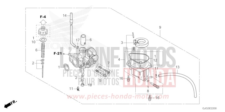 VERGASER von CRF50F EXTREME RED (R292) von 2023