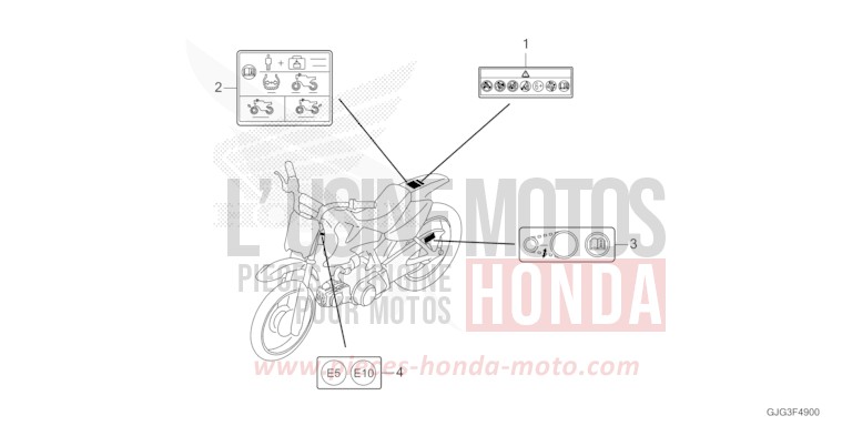 WARNETIKETT von CRF50F EXTREME RED (R292) von 2023
