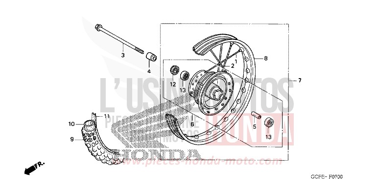 ROUE AVANT von CRF70F EXTREME RED (R292) von 2004