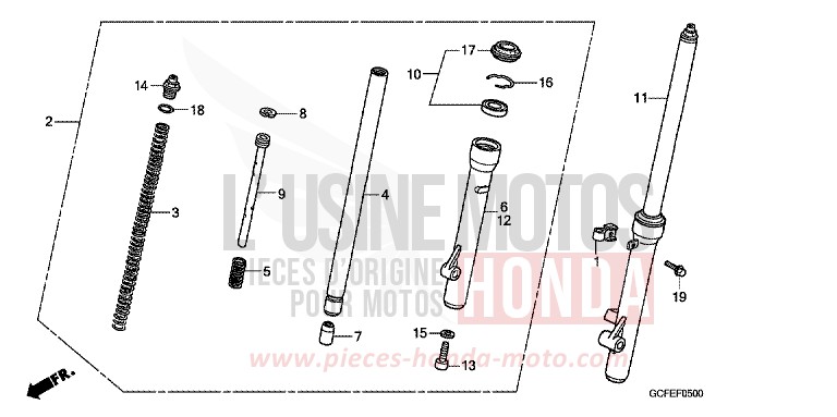 FOURCHETTE AVANT von CRF70F EXTREME RED (R292) von 2006