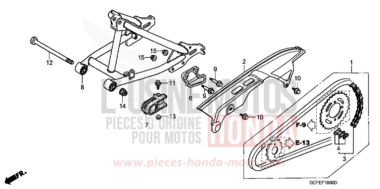 BRAS OSCILLANT/CARTER DE CHAINE von CRF70F EXTREME RED (R292) von 2006