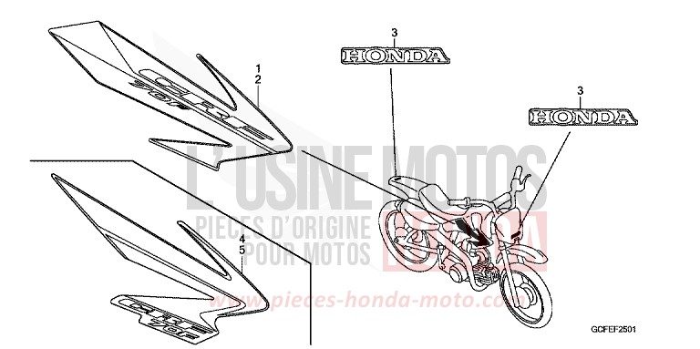 RAYURE/MARQUE (CRF70F6/7) von CRF70F EXTREME RED (R292) von 2007