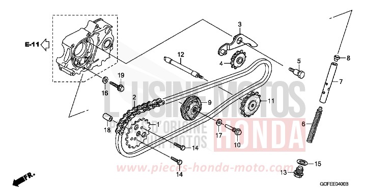 CHAINE A CAMES/TENDEUR von CRF70F EXTREME RED (R292) von 2008
