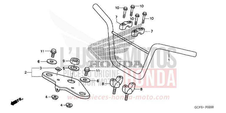 TUYAU DE GUIDON/PONT SUPERIEUR von CRF70F EXTREME RED (R292) von 2008