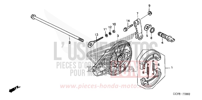PANNEAU DE FREIN ARRIERE von CRF70F EXTREME RED (R292) von 2008