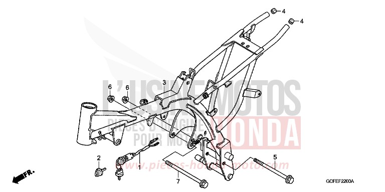 CARROSSERIE DE CHASSIS von CRF70F EXTREME RED (R292) von 2010