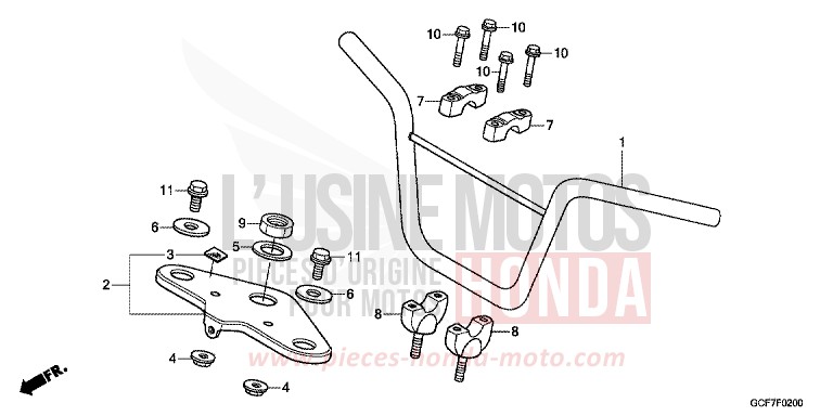 TUYAU DE GUIDON/PONT SUPERIEUR von CRF70F EXTREME RED (R292) von 2012