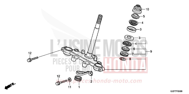 TIGE DE DIRECTION von CRF70F EXTREME RED (R292) von 2012