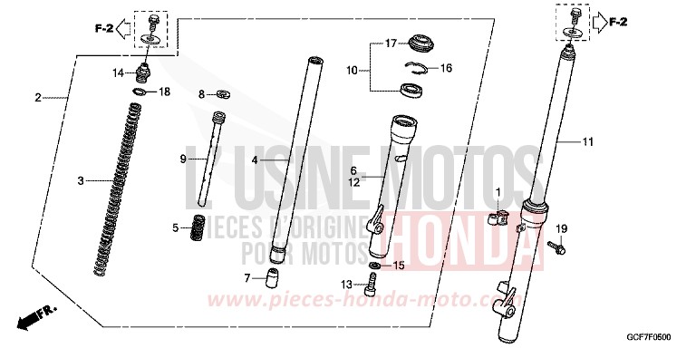 FOURCHETTE AVANT von CRF70F EXTREME RED (R292) von 2012