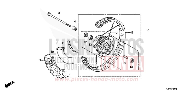 ROUE AVANT von CRF70F EXTREME RED (R292) von 2012