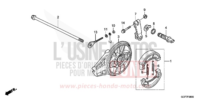 PANNEAU DE FREIN ARRIERE von CRF70F EXTREME RED (R292) von 2012
