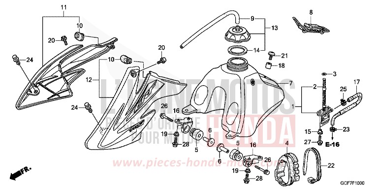 RESERVOIR A CARBURANT von CRF70F EXTREME RED (R292) von 2012