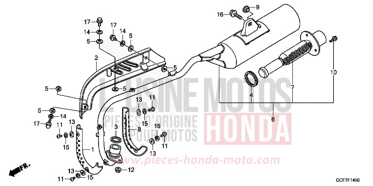 SILENCIEUX D'ECHAPPEMENT von CRF70F EXTREME RED (R292) von 2012