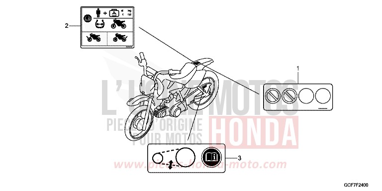 ETIQUETTE DE PRECAUTIONS von CRF70F EXTREME RED (R292) von 2012