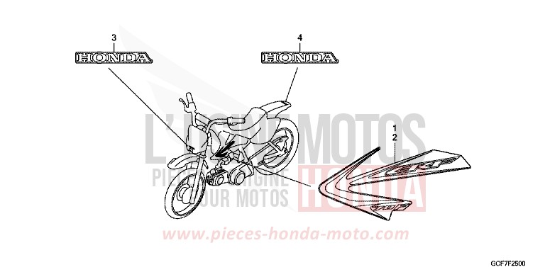 RAYURE/MARQUE von CRF70F EXTREME RED (R292) von 2012