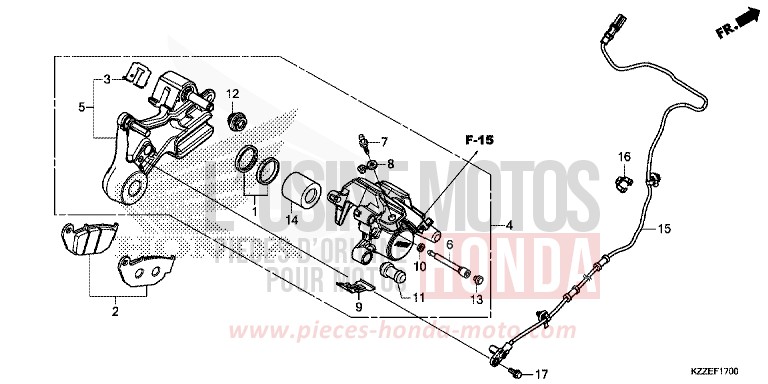 ETRIER DE FREIN ARRIERE von CRF250RA NOIR (NH1) von 2017