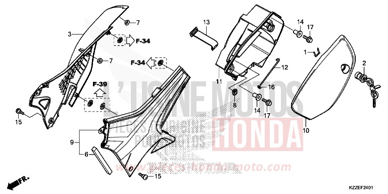 COUVERCLE LATERAL (CRF250RL/RLA) von CRF250RA NOIR (NH1) von 2017