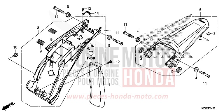 GARDE-BOUE ARRIERE von CRF250RA NOIR (NH1) von 2017