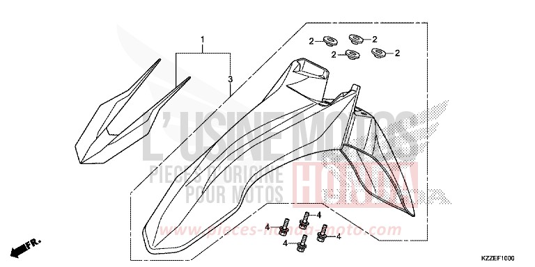 KOTFLUEGEL, VORNE von CRF250RA EXTREME RED (R292) von 2017