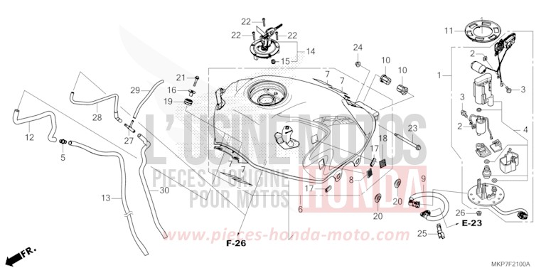RESERVOIR A CARBURANT/POMPE A CARBURANT von CB500X GRAND PRIX RED (R380) von 2020