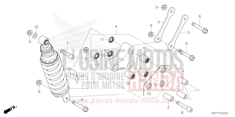 COUSSIN ARRIERE von CB500X GRAND PRIX RED (R380) von 2020