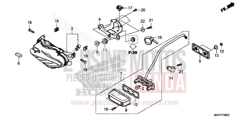FEU ARRIERE von CB500X GRAND PRIX RED (R380) von 2020