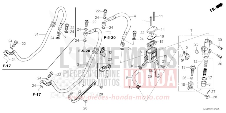 REAR BRAKE MASTER CYLINDER von CB500X MAT GUNPOWDER BLACK METALLIC (NH436) von 2020