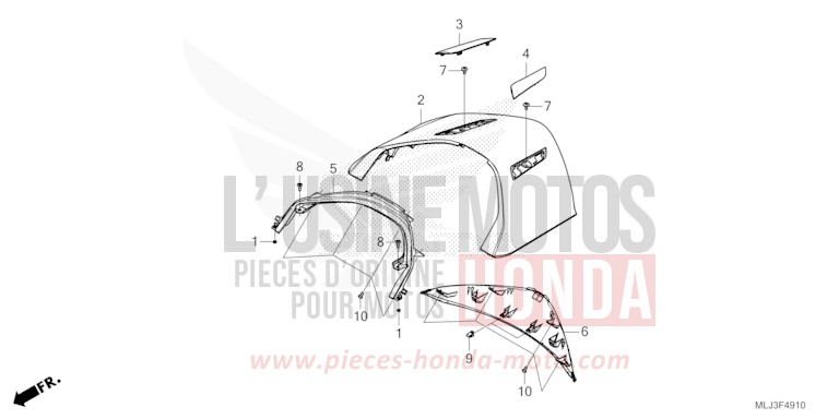 COUVERCLE SUP. CENTRE ARRIERE von GL1800 MAT IRIDIUM GRAY METALLIC (NHC64) von 2023
