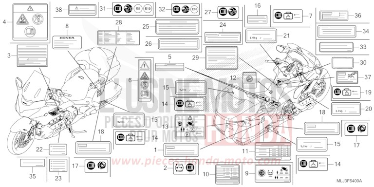 ETIQUETTE DE PRECAUTIONS von GL1800 MAT IRIDIUM GRAY METALLIC (NHC64) von 2023