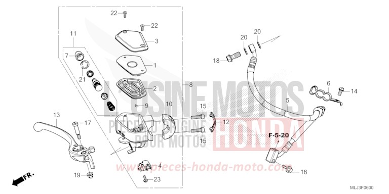 MAITRE-CYLINDRE DE FREIN AVANT CYLINDRE von GL1800 GRAPHITE BLACK (NHB01) von 2023