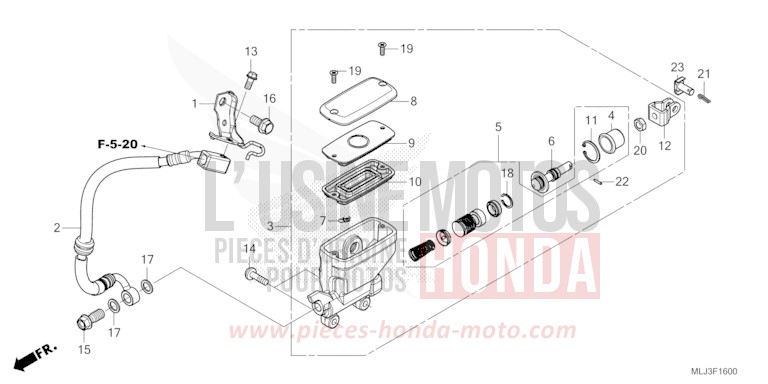 REAR BRAKE MASTER CYLINDER von GL1800 GRAPHITE BLACK (NHB01) von 2023
